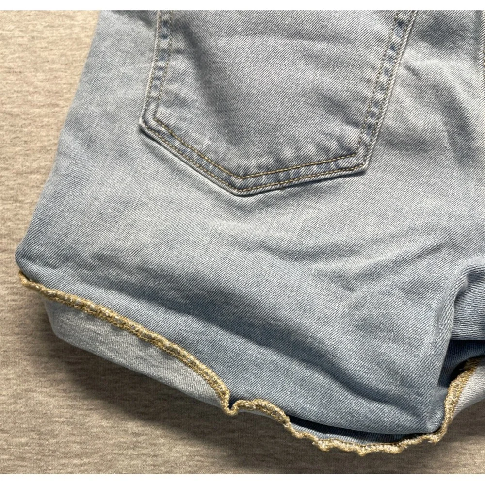 Old Navy Wow Shorts Womens 10 Blue Denim Cotton High Rise Stretch Cuffed Hem
